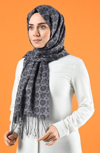 Elmina Patterned Cotton Shawl 910-102 Gray 910-102