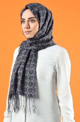 Elmina Patterned Cotton Shawl 910-102 Gray 910-102