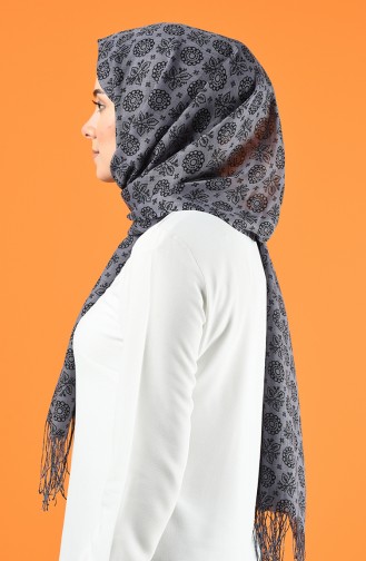 Elmina Patterned Cotton Shawl 910-102 Gray 910-102