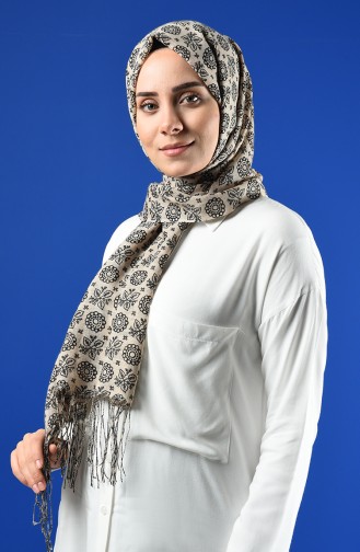 Elmina Patterned Cotton Shawl 910-104 Mink 910-104