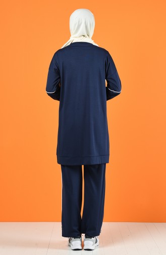Biye Detaylı Tunik Pantolon İkili Takım 8226-04 Lacivert