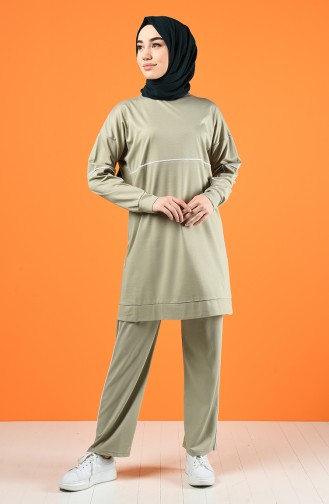 Biye Detaylı Tunik Pantolon İkili Takım 8226-08 Taş