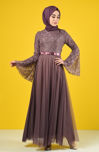 Dusty Rose Hijab Evening Dress 81663-05