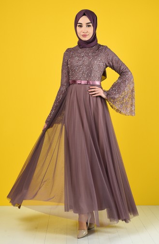 Dusty Rose Hijab Evening Dress 81663-05