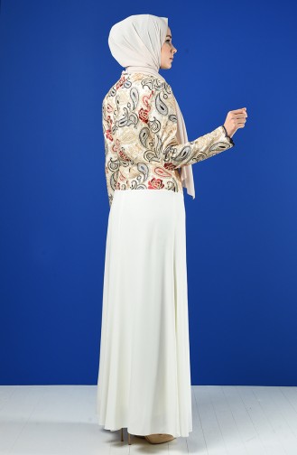 Robe de Soirée Perlée 6Y4636400-03 Écru 6Y4636400-03