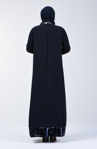 Navy Blue Hijab Evening Dress 6060-01