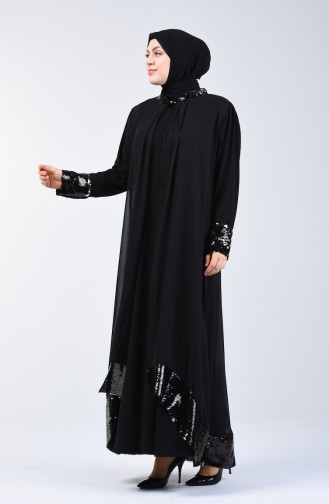 Black Hijab Evening Dress 6060-02