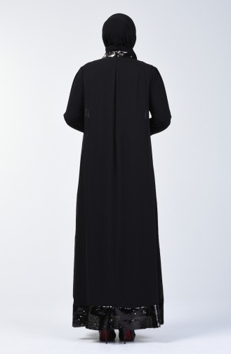 Plus Size Sequined Evening Dress 6060-02 Black 6060-02