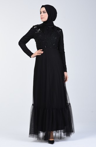 Robe de Soirée à Paillettes 5242-03 Noir 5242-03