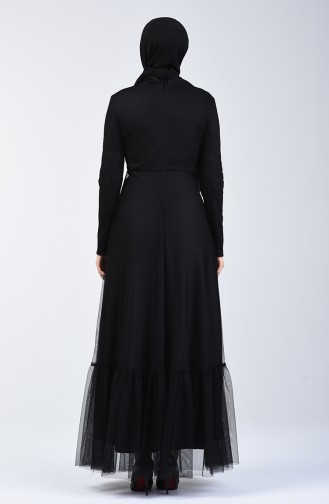 Black Hijab Evening Dress 5242-03