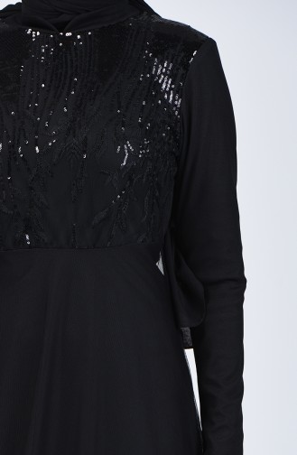 Black Hijab Evening Dress 5242-03