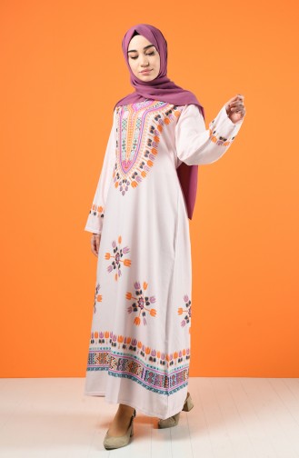 Şile Cloth Patterned Dress 5555-03 Pink 5555-03