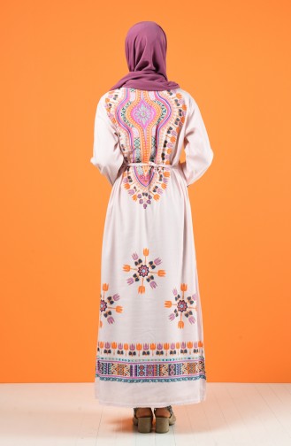 Şile Cloth Patterned Dress 5555-03 Pink 5555-03