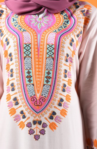 Chile Fabric Patterned Dress 5555-03 Pink 5555-03