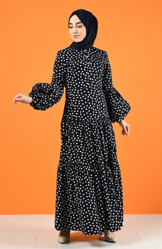 Schwarz Hijab Kleider 8220-01