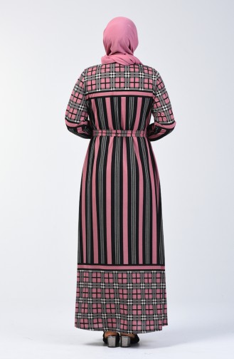 Robe à Motifs Avec Ceinture Grande Taille 4556D-04 Rose Pâle 4556D-04