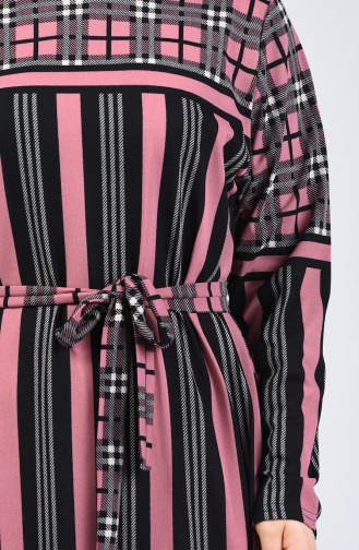 Robe à Motifs Avec Ceinture Grande Taille 4556D-04 Rose Pâle 4556D-04