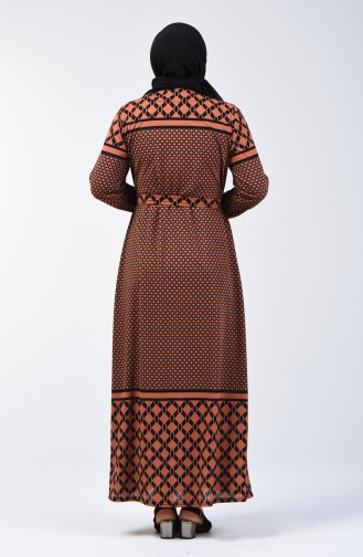 Grösse Grosse Gemustertes Kleid mit Band 4556E-04 Zweibelschale 4556E-04