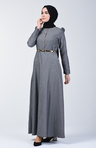 Frilly Dress 2555-02 Gray Black 2555-02