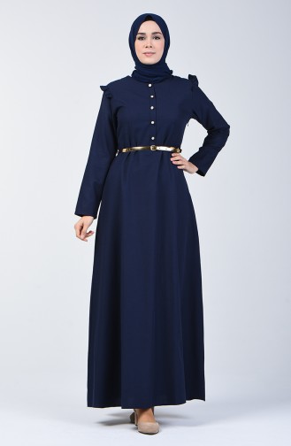 Navy Blue İslamitische Jurk 2555-03