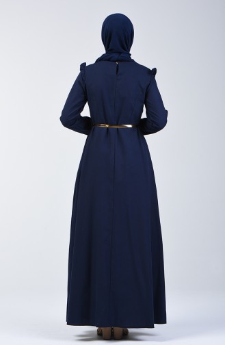 Ruffled Dress 2555-03 Navy Blue 2555-03