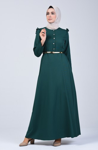 Kleid mit Volant 2555-04 Smaragdgrün 2555-04
