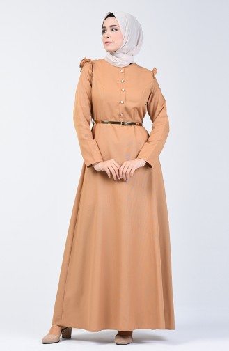  Kleid mit Volant 2555-06 Senffarben 2555-06