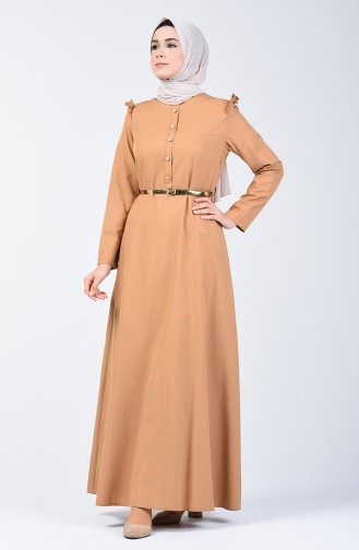  Kleid mit Volant 2555-06 Senffarben 2555-06