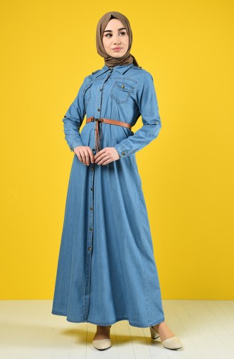 Robe Hijab Bleu Jean 6058-01