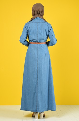 Belted Denim Dress 6058-01 Denim Blue 6058-01