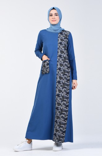 Camouflage Topped Dress 3162-03 Indigo 3162-03