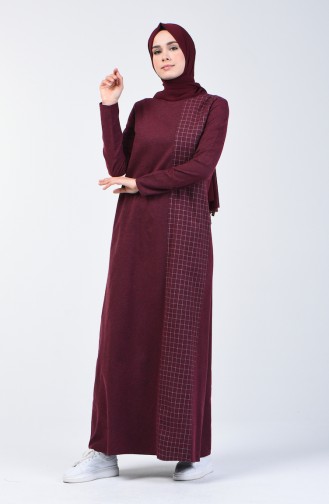 Robe Garnie à Carreaux 3163-01 Bordeaux 3163-01