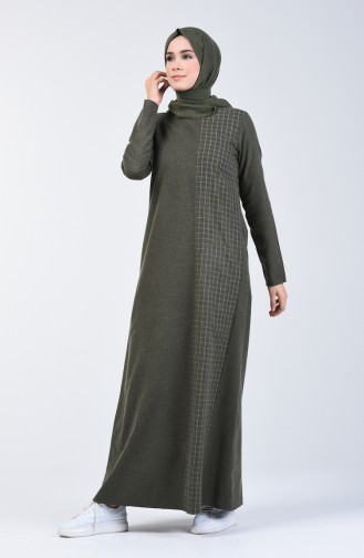 Robe Garnie à Carreaux 3163-02 Khaki 3163-02