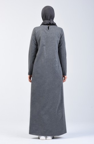 Robe Garnie à Carreaux 3163-03 Gris 3163-03