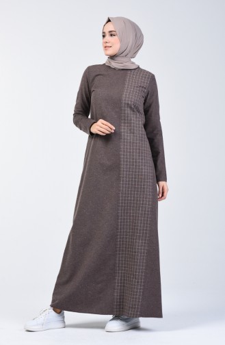 Plaid Topped Dress 3163-06 Brown 3163-06