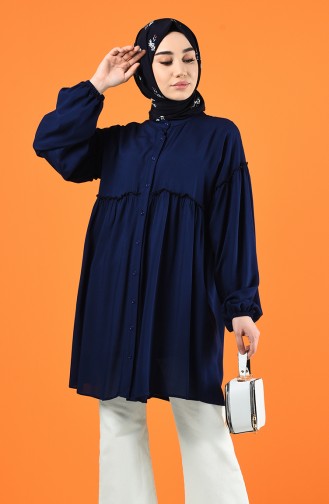 Buttoned Tunic 8213-03 Navy Blue 8213-03