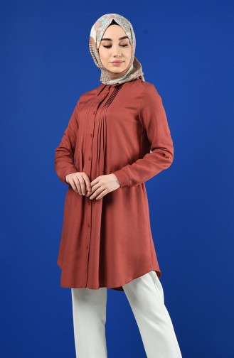 Düğmeli Tunik 8165-08 Kiremit