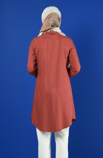 Düğmeli Tunik 8165-08 Kiremit