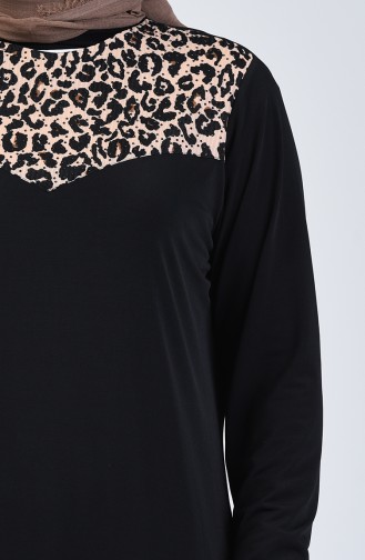 Plus Size Stone Printed Tunic 7004-01 Black 7004-01