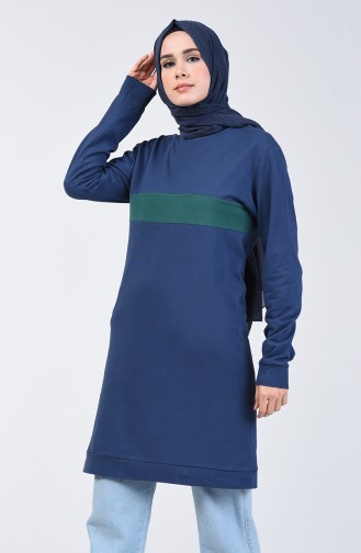 Şeritli Spor Tunik 10332-03 Lacivert