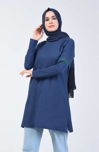 Doğal Kumaş Tunik 10333- 06 Lacivert