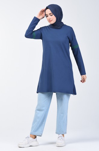 Doğal Kumaş Tunik 10333- 06 Lacivert