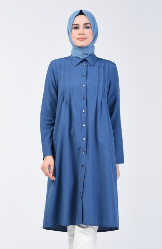 Nervürlü Tunik 3167-06 İndigo