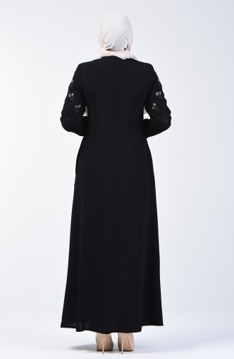 Lace Detailed Abaya 3000-01 Black 3000-01