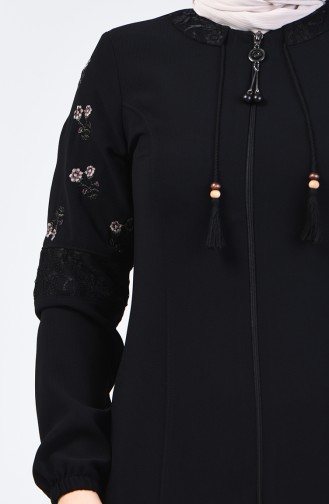 Spitzen Detailliertes Abaya 3000-01 Schwarz 3000-01