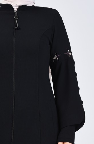 Sleeve Embroidered Abaya 3003-01 Black 3003-01