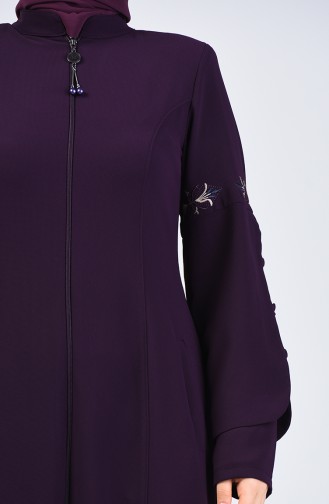 Sleeve Embroidered Abaya 3003-04 Purple 3003-04