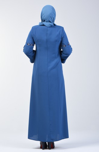 Sleeve Embroidered Abaya 3003-05 Light Blue 3003-05
