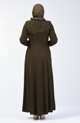 Spitzen Abaya mit Reissverschluss  3007-02 Khaki 3007-02