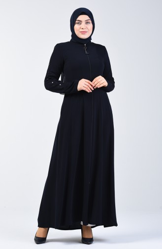 Spitzen Abaya mit Reissverschluss  3007-03 Dunkelblau 3007-03